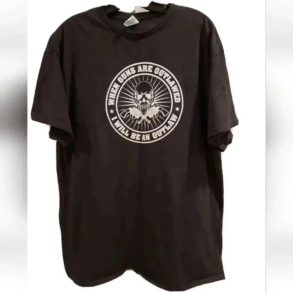 Vintage 1990s When Guns Are Outlawed I Will Be An Outlaw Black T-Shirt - Picture 1 of 6